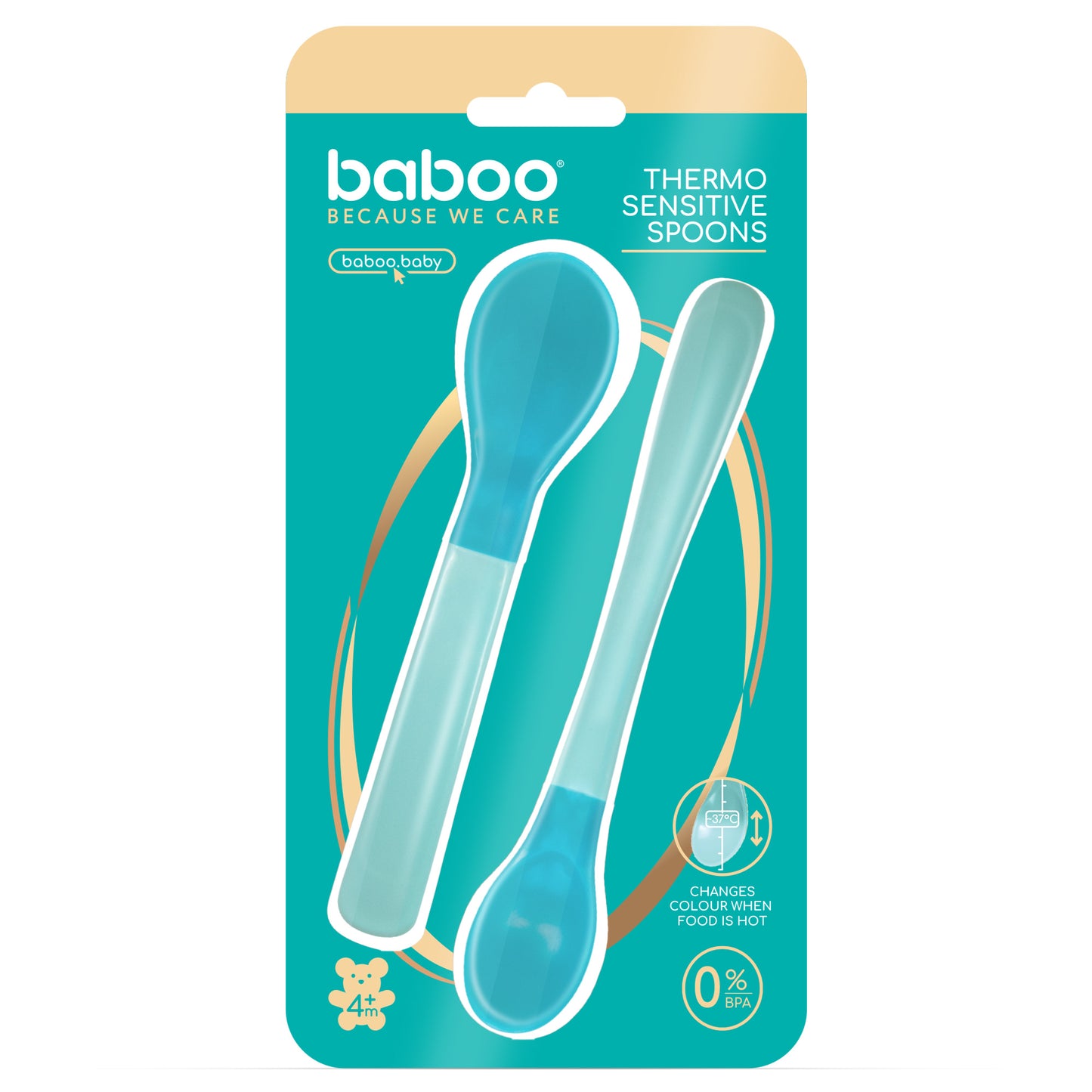 Baboo® hőérzékeny etetőkanál szett (2 db) Lagoon Fiesta 4+ hónapos kortól