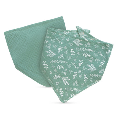 Baboo® dupla rétegű muszlin bandana előke 2 db Green