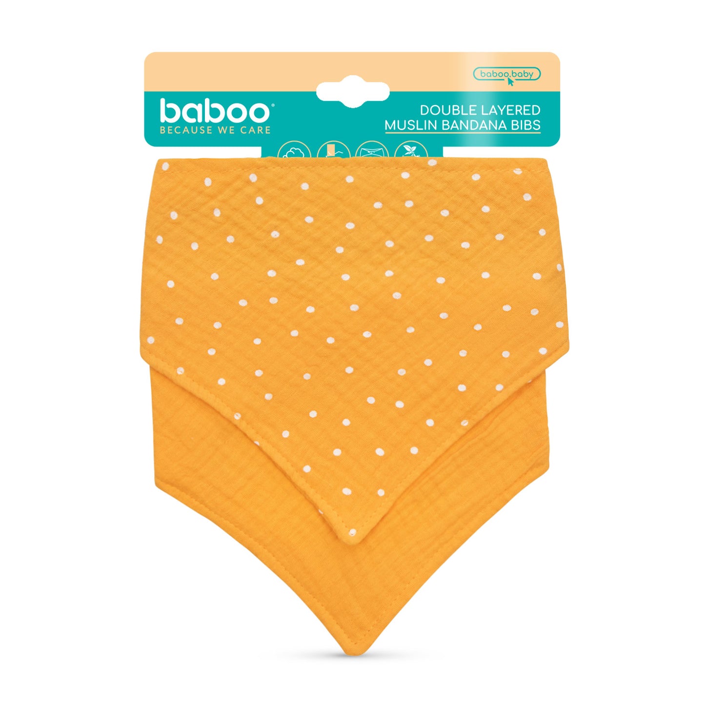 Baboo® dupla rétegű muszlin bandana előke 2 db Narancs
