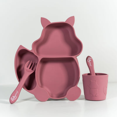 Mókus formájú Étkészlet Hozzátápláláshoz Rózsaszín százszorszép színben