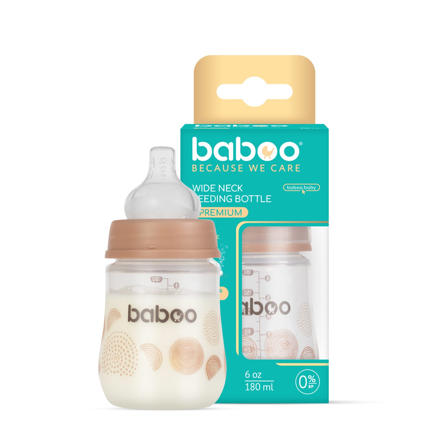 Baboo® antikólikás cumisüveg 180 ml Au Naturale 0+ hónapos kortól