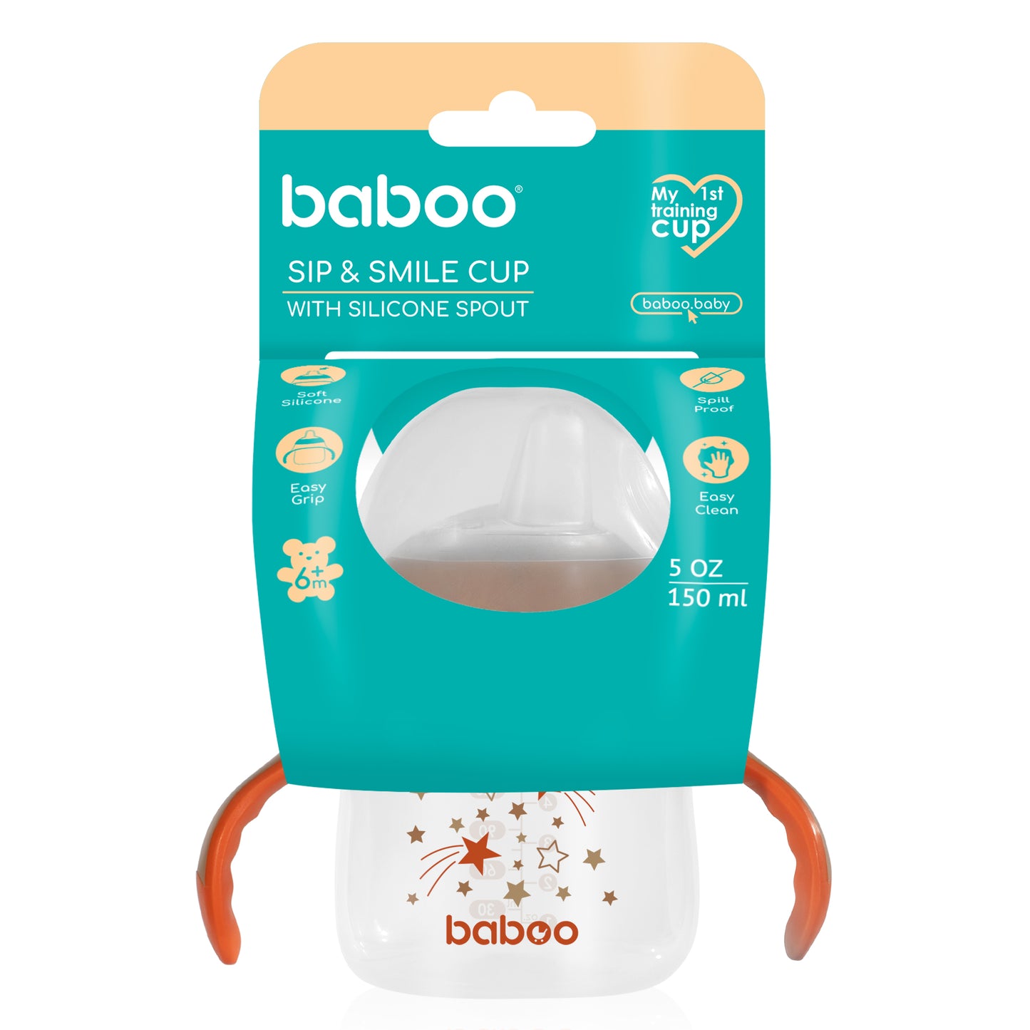 Baboo® szilikon csőrös itatópohár, 150 ml, 6 hó+