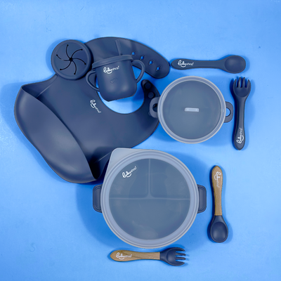 Hozzátáplálási és Etetési Étkészlet 9 darabos – Baby’s Needs – Márványkék