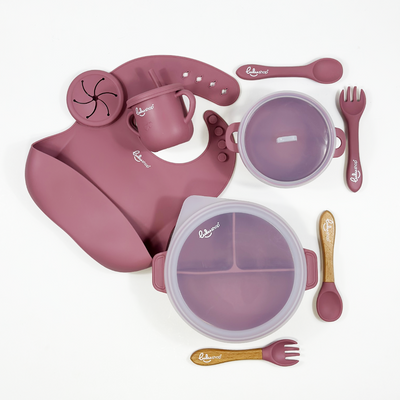 Hozzátáplálási és Etetési Étkészlet 9 darabos – Baby’s Needs – Rózsaszín százszorszép