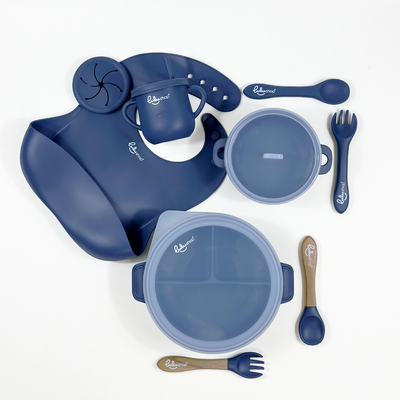 Hozzátáplálási és Etetési Étkészlet 9 darabos – Baby’s Needs – Márványkék