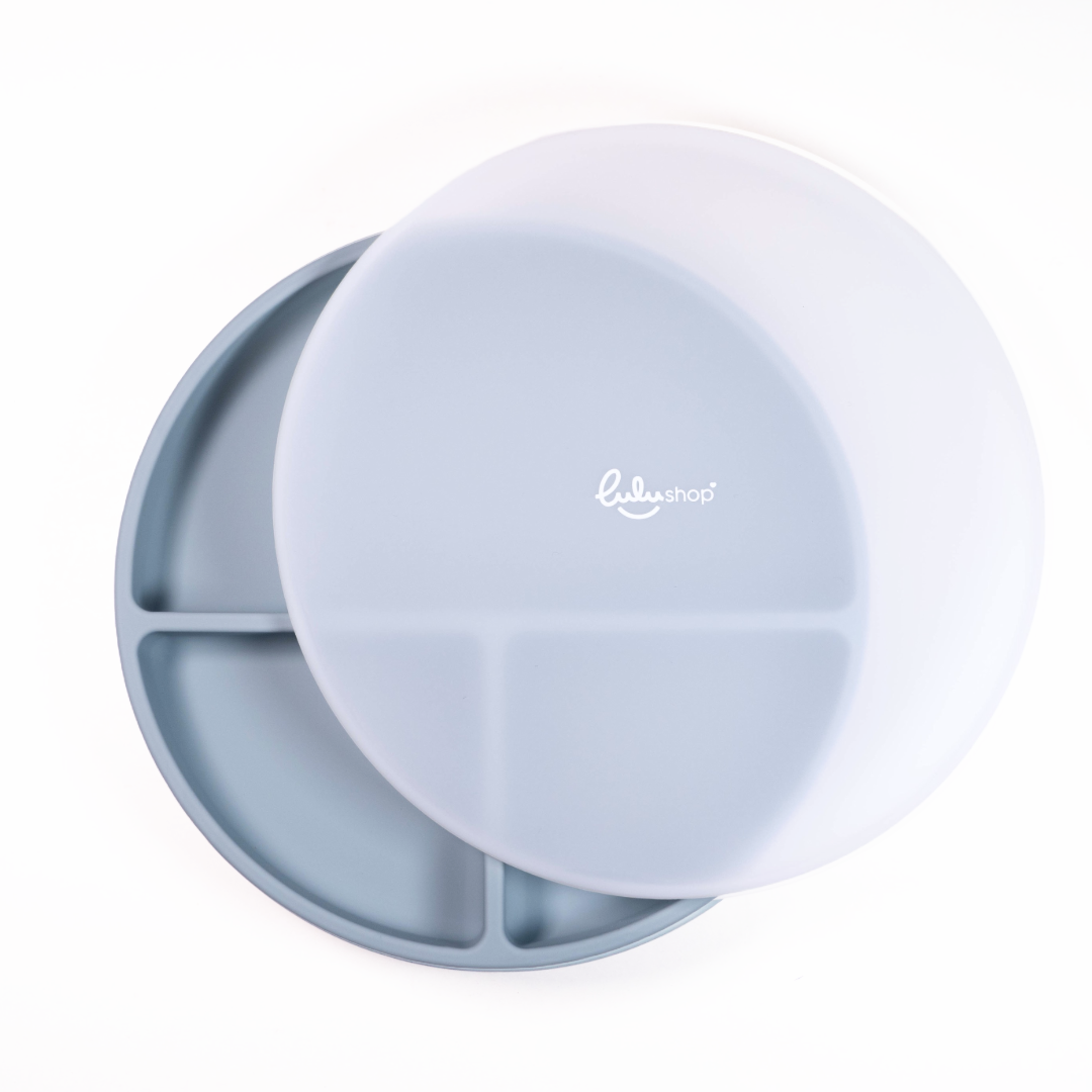 Kapakos Kerek Tányér Hozzátápláláshoz Óceánkék színben