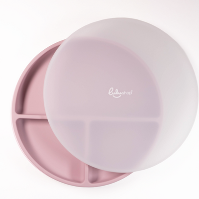 Kapakos Kerek Tányér Hozzátápláláshoz Muskátli rózsaszín színben