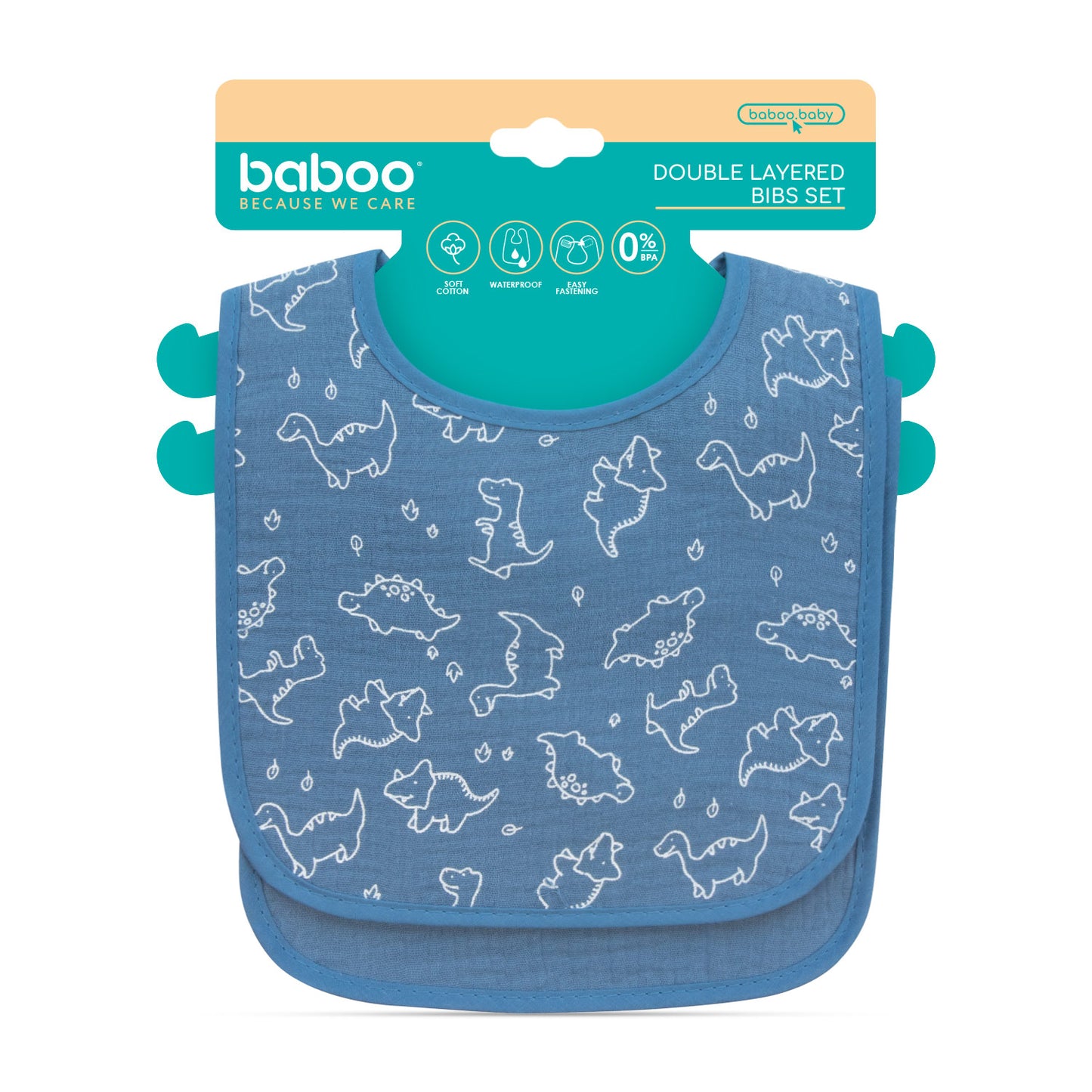 Baboo® muszlin előke dupla réteggel & PEVA 2 db Blue