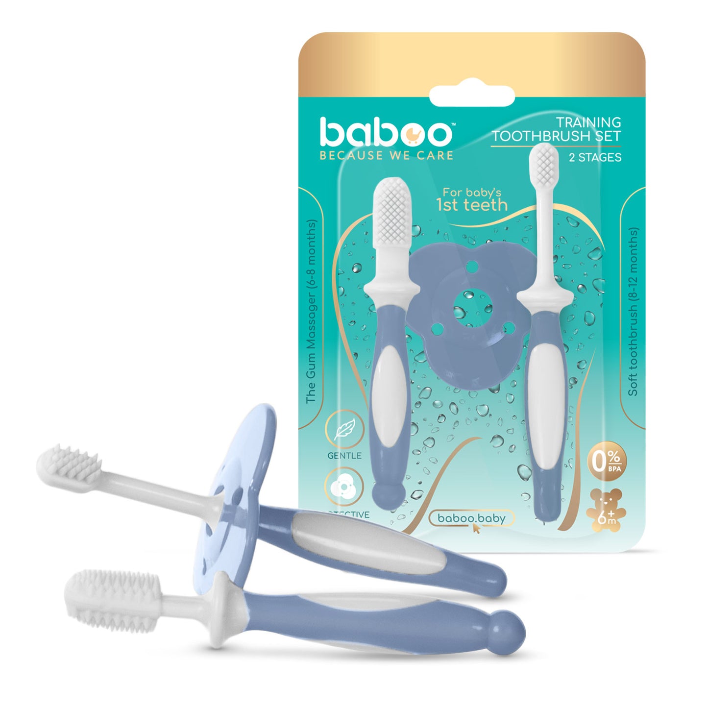 Baboo® fogkefe szett 6+ hónapos kortól Blue Haze