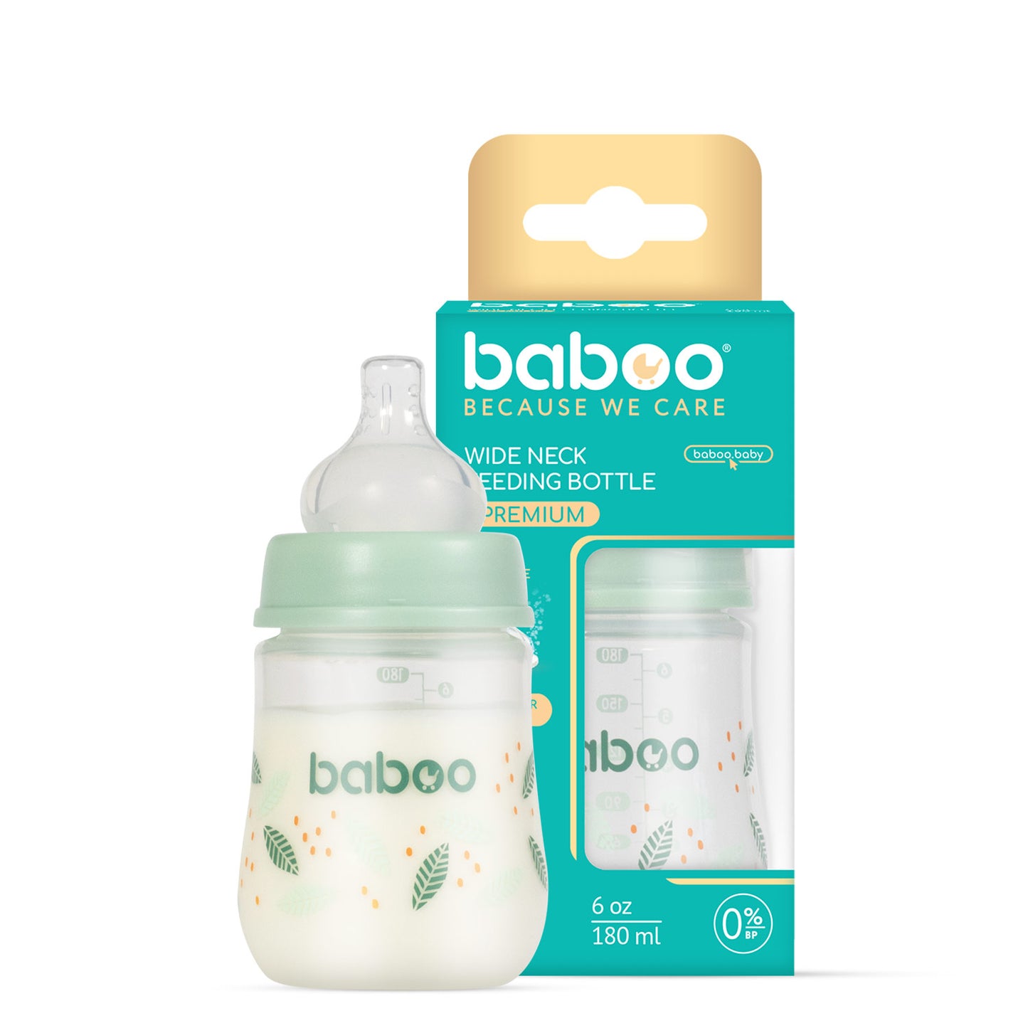Baboo® antikólikás cumisüveg 180 ml Peachy Keen 0+ hónapos kortól
