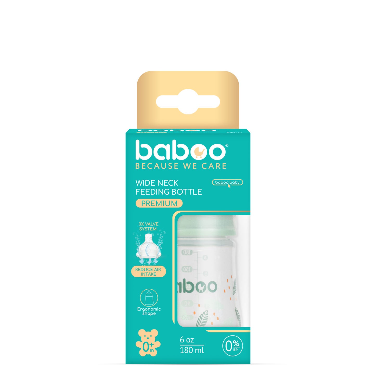 Baboo® antikólikás cumisüveg 180 ml Peachy Keen 0+ hónapos kortól