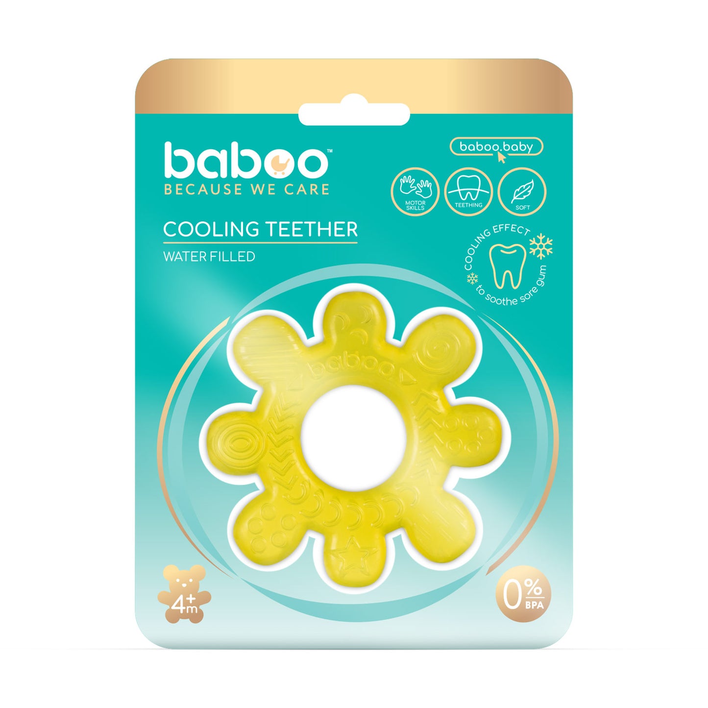 Baboo® vízzel töltött hűthető rágóka, sárga, 4 hó+