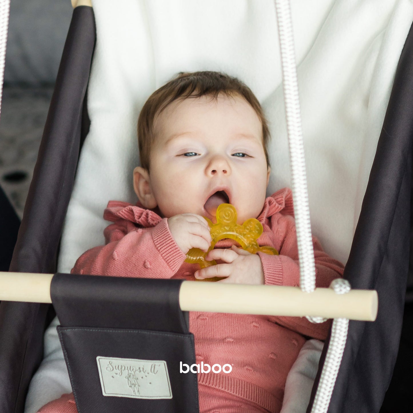 Baboo® vízzel töltött hűthető rágóka, sárga, 4 hó+