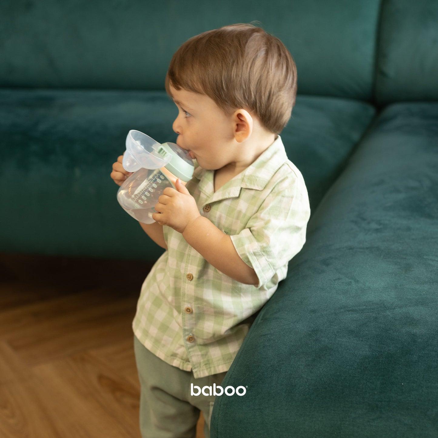 Baboo® szilikon csőrös itatópohár 260 ml Peachy 6+ hónapos kortól