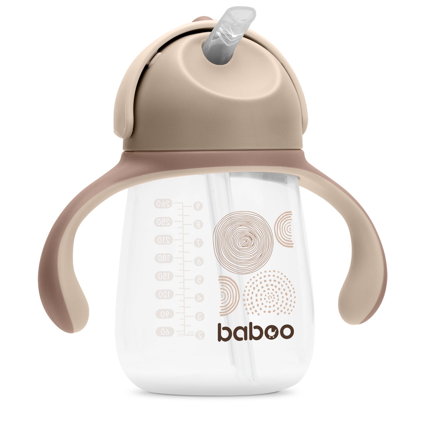 Baboo® szilikon szívószálas itatópohár 260 ml Cacao Au Naturale 9+ hónapos kortól