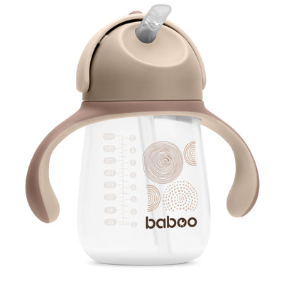 Baboo® szilikon szívószálas itatópohár 260 ml Cacao Au Naturale 9+ hónapos kortól