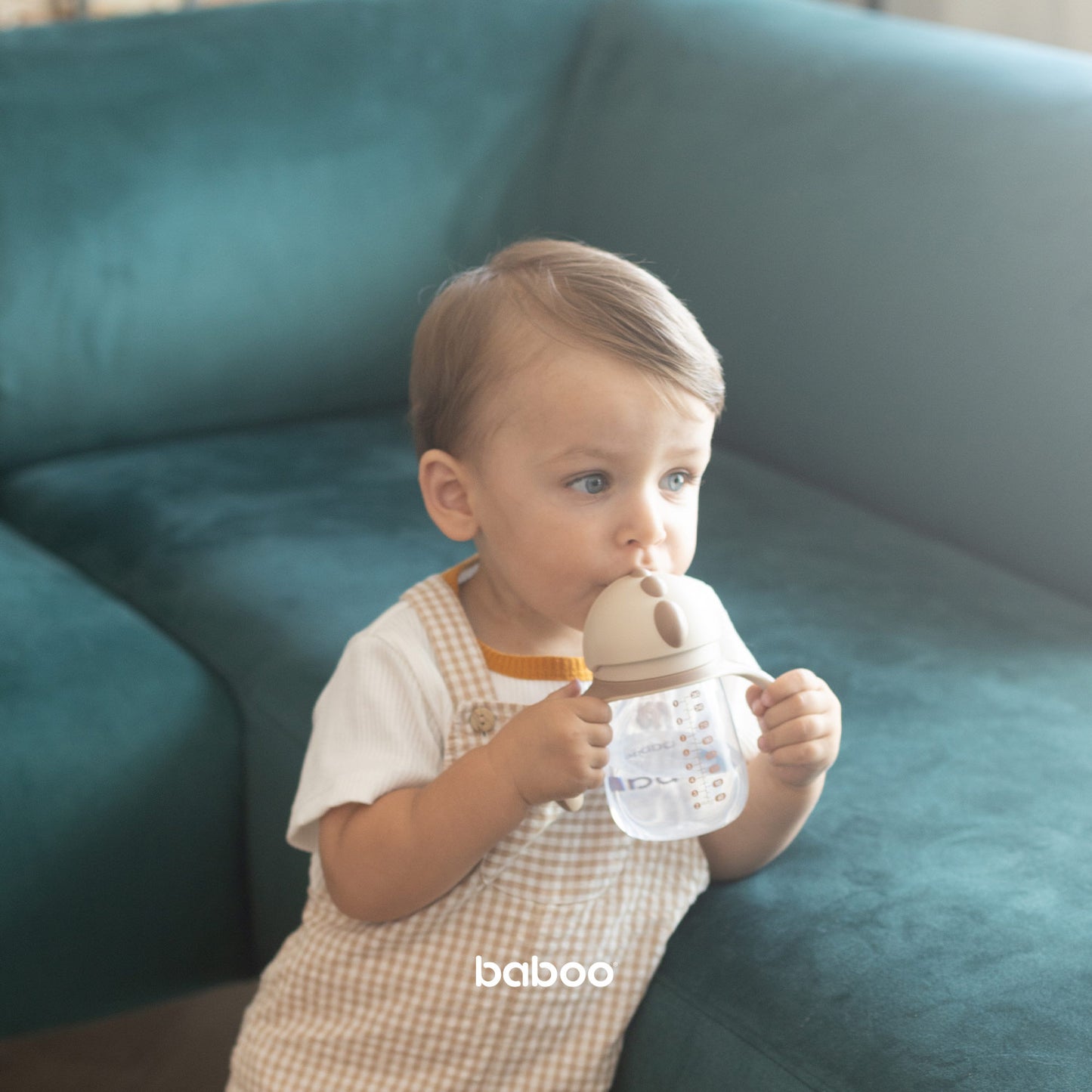 Baboo® szilikon szívószálas itatópohár 260 ml Cacao Au Naturale 9+ hónapos kortól
