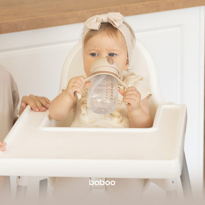 Baboo® szilikon szívószálas itatópohár 260 ml Cacao Au Naturale 9+ hónapos kortól