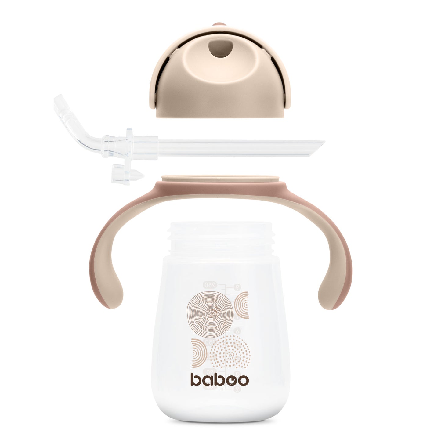 Baboo® szilikon szívószálas itatópohár 260 ml Cacao Au Naturale 9+ hónapos kortól