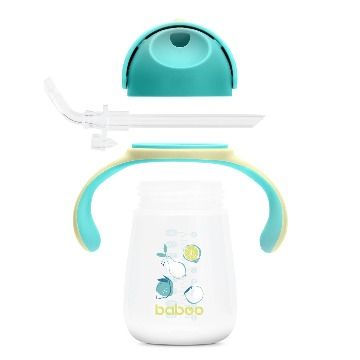 Baboo® szilikon szívószálas itatópohár 260 ml Lagoon Fiesta 9+ hónapos kortól