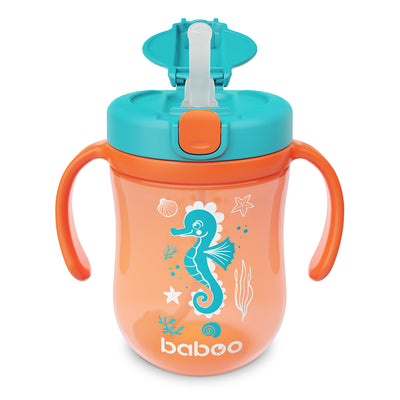 Baboo® szilikon szívószálas itatópohár Sea Life 300 ml 9+ hónapos kortól