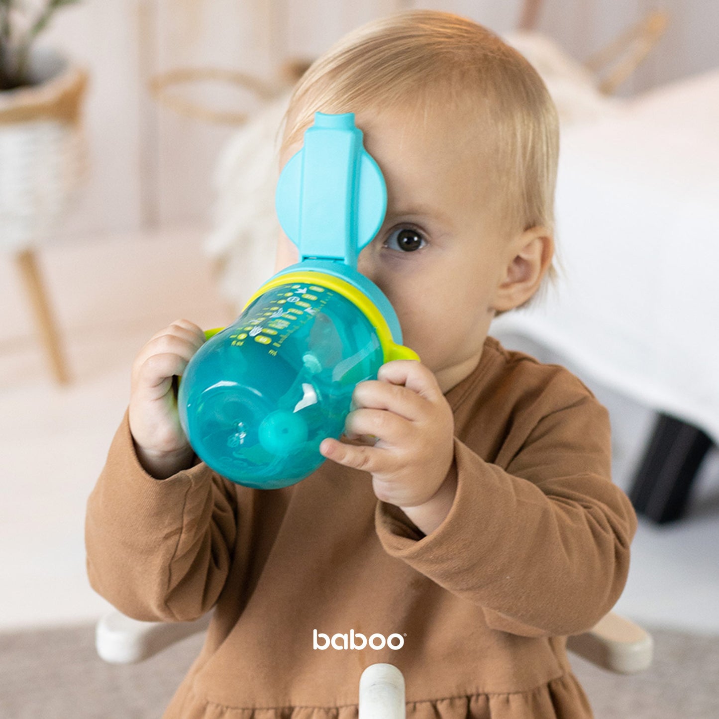 Baboo® szilikon szívószálas itatópohár Lagoon Fiesta 300 ml 9+ hónapos kortól