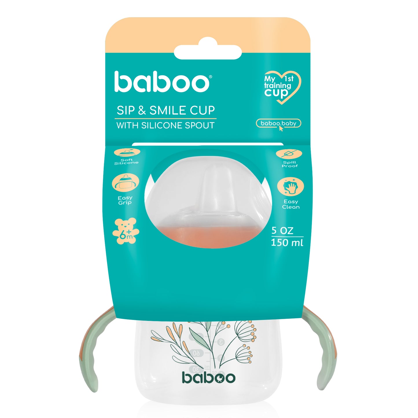 Baboo® szilikon csőrös itatópohár, 150 ml, 6 hó+