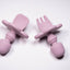 Set 2 piese Mini Furculita și Lingurita Silicon Dusty Pink