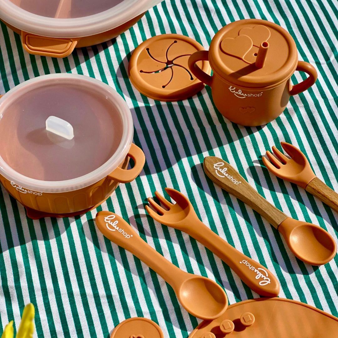 Baby's needs Étkészlet Hozzátápláláshoz Vörös narancs színben 