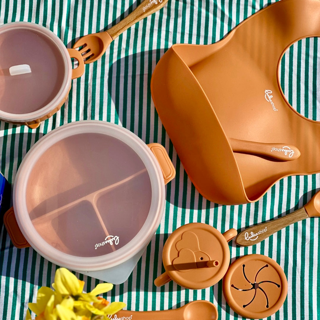 Baby's needs Étkészlet Hozzátápláláshoz Vörös narancs színben 